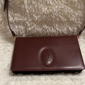 Cartier Rich Red burgundy Leather Crossbody Bag